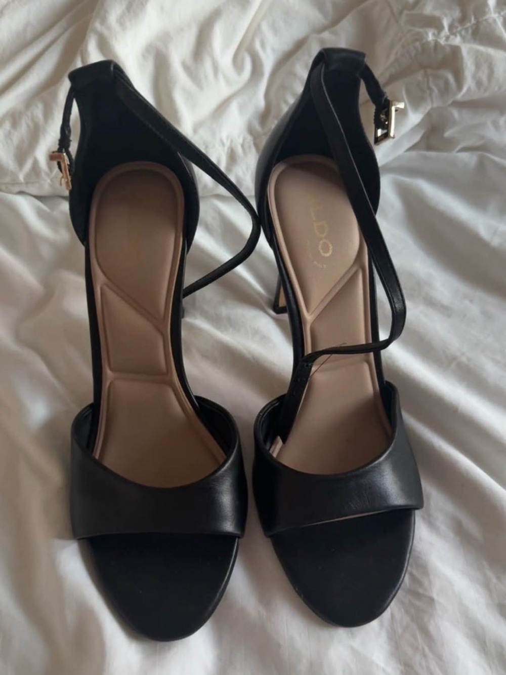 ALDO Black Strappy Stiletto Heels โ Size 38 โ 3.5โ Heel